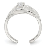 Sterling Silver Polished CZ Fancy Toe Ring